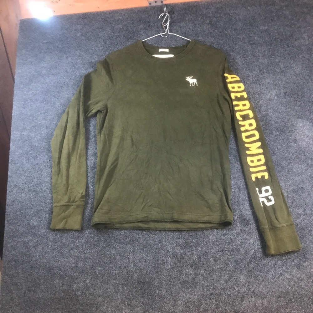 Vintage Abercrombie & Fitch Shirt Men Large Green Spellout Logo Muscle Fit Retro